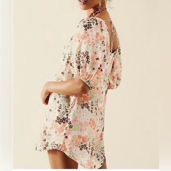 Free People FP Callie Floral Print Tunic Mini Dress in Vintage Combo XS - Picture 5 of 9